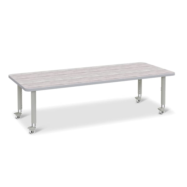 Jonti-Craft Berries Rectangle Activity Table, 30 in. x 72 in., Mobile, Driftwood Gray/Gray/Gray 6413JCM450 - main